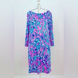 Vibrant Pink and Blue Patterned Dress